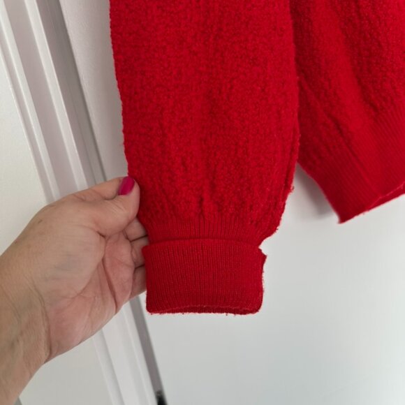 Vintage White Ram Red V-neck Wool Blend Sweater - Picture 2 of 4